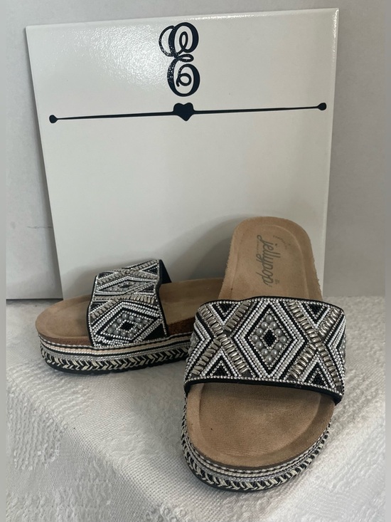 Jellypop Shoes - Jellypop Black & Silver Beaded Platform Slide Sandals~ Size 11 M- Dressy Summer